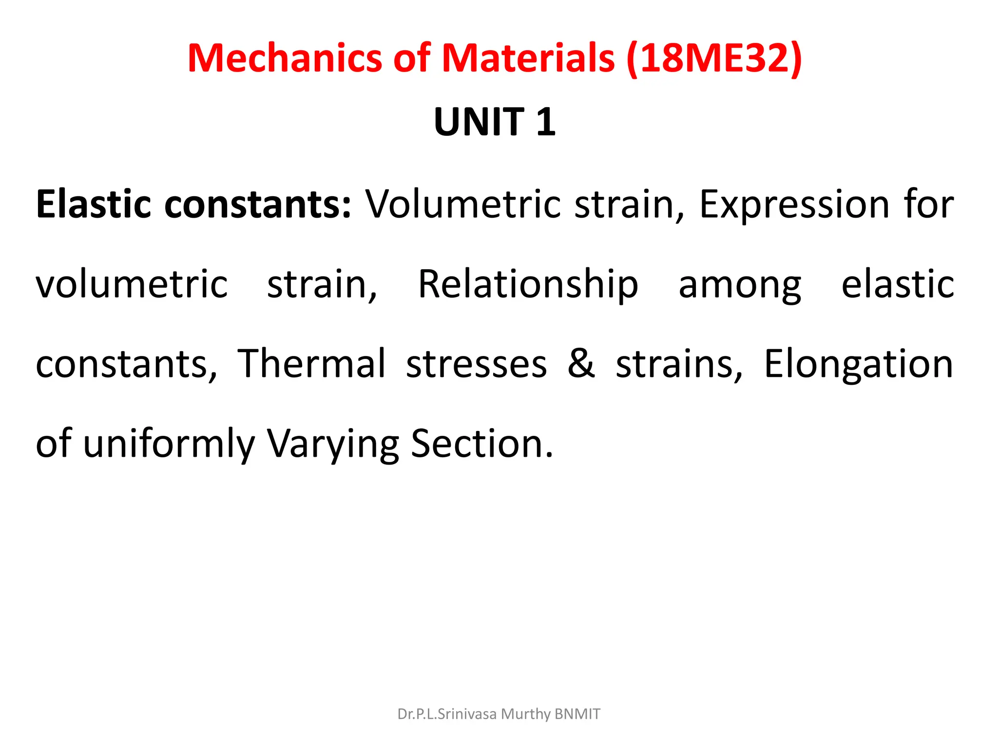 mechanics of materials presentation vtu PPT