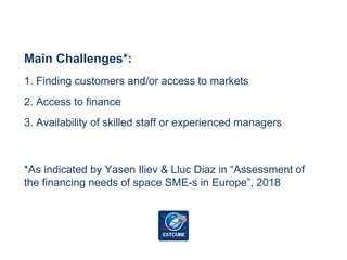 Main Challenges*:
1. Finding customers and/or access to markets
2. Access to finance
3. Availability of skilled staff or e...