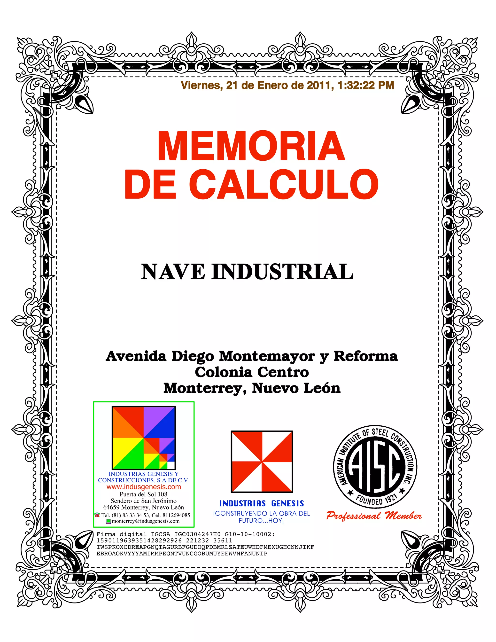 Memoria de calculo nave industrial 1 | PDF | Civil Engineering Industry