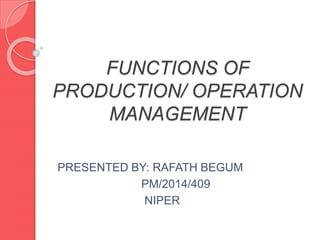 PRODUCTION MANAGEMENT | PPTX