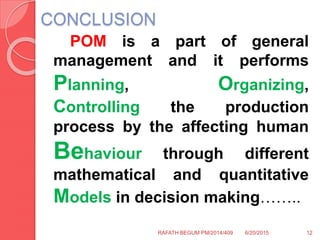 PRODUCTION MANAGEMENT | PPTX