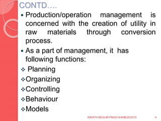 PRODUCTION MANAGEMENT | PPTX