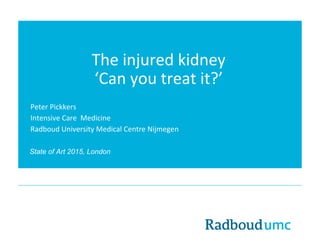 The injured kidney
‘Can you treat it?’
Peter Pickkers
Intensive Care Medicine
Radboud University Medical Centre Nijmegen
State of Art 2015, London
 