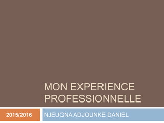 MON EXPERIENCE
PROFESSIONNELLE
NJEUGNA ADJOUNKE DANIEL2015/2016
 