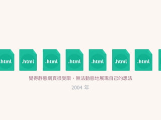 2004 年年
覺得靜態網⾴頁很受限，無法動態地展現⾃自⼰己的想法
 