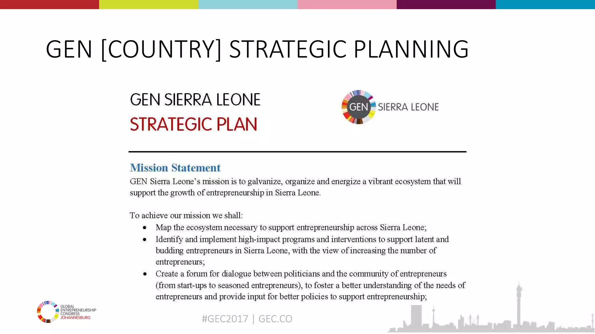 #GEC2017 | GEC.CO
GEN [COUNTRY] STRATEGIC PLANNING
 