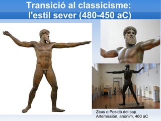 Transició al classicisme: 
l'estil sever (480-450 aC) 
Zeus o Posidó del cap 
Artemissión, anònim, 460 aC 
 