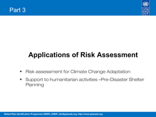 Disaster Risk Assessment Activity Disaster risk is a development issue – A development approach to ...