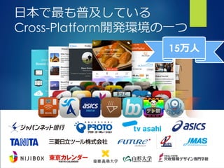 ⽇日本で最も普及している
Cross-Platform開発環境の⼀一つ
15万⼈人
 