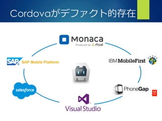 Bringing More People To Apps
さ
Cordovaがデファクト的存在
 