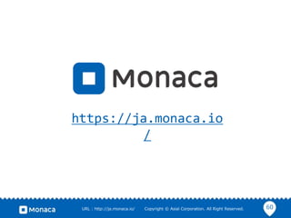 60URL : http://ja.monaca.io/ Copyright © Asial Corporation. All Right Reserved.
https://ja.monaca.io
/
 