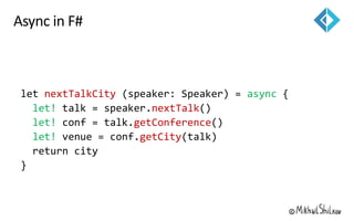 nextTalkCity async
let! nextTalk
let! getConference
let! getCity
 