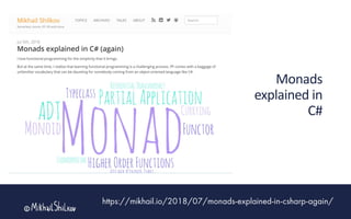 Monads
explained in
C#
 