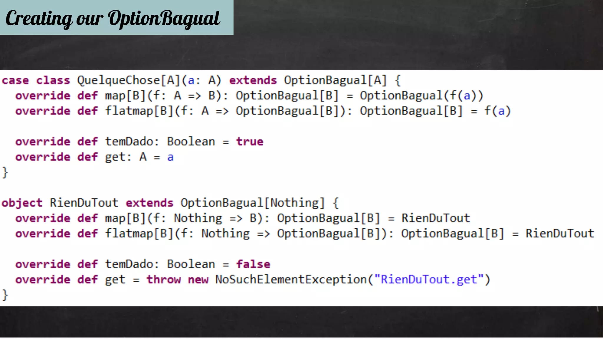 Creating our OptionBagual 
 