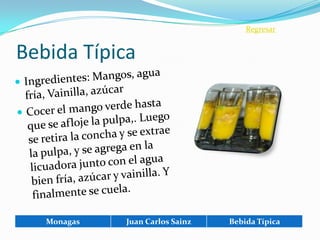 Regresar


Bebida Típica




   Monagas   Juan Carlos Sainz   Bebida Típica
 