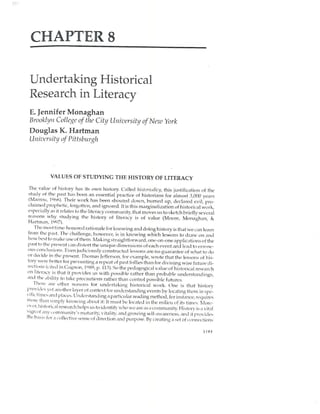 Monaghan Hartman 2000 Undertakng Historical Research in Literacy