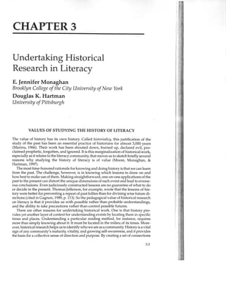 Monaghan Hartman 2002 Undertaking Historical Research Literacy