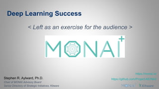 Deep Learning Success
< Left as an exercise for the audience >
Stephen R. Aylward, Ph.D.
Chair of MONAI Advisory Board
Sen...