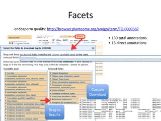 Facets
endosperm	quality:	http://browser.planteome.org/amigo/term/TO:0000587	
• 139	total	annotations	
• 13	direct	annotat...