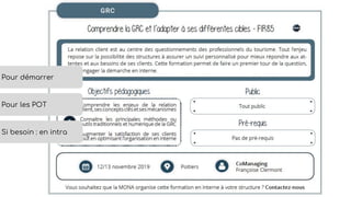 Pour démarrer
Si besoin : en intra
Pour les POT
 