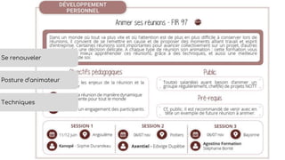 Se renouveler
Techniques
Posture d’animateur
 