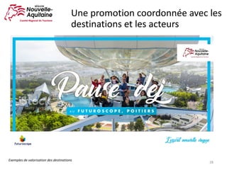 28
Une	promotion	coordonnée	avec	les	
destinations	et	les	acteurs
Exemples	de	valorisation	des	destinations
 