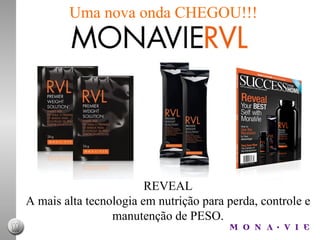 Uma nova onda CHEGOU!!!




                        REVEAL
A mais alta tecnologia em nutrição para perda, controle e
                 manutenção de PESO.
 