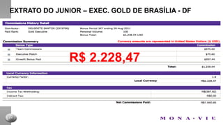 EXTRATO DO JUNIOR – BRONZE DE BRASÍLIA - DFBRONZE EXECUTIVOSEXTA SEMANA16/06 - R$ 1.762,70+ 2.447%