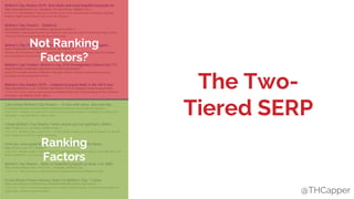 @THCapper
The Two-
Tiered SERP
@THCapper
Ranking
Factors
Not Ranking
Factors?
 