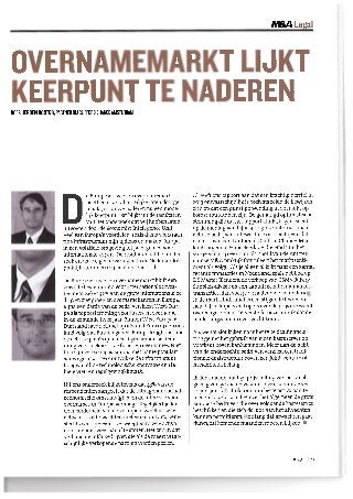 Overnamemarkt lijkt keerpunt te naderen (artikel in uitgave M&A)