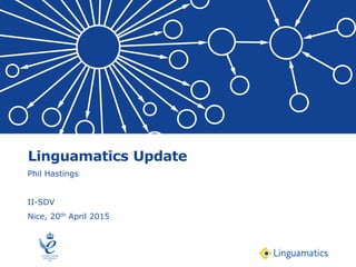 Linguamatics Update
Phil Hastings
II-SDV
Nice, 20th April 2015
 