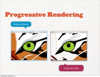 Progressive Rendering
                    Fast but blurry




                                      Crisp but slow


Wednesday, November 2, 11
 