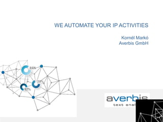 WE AUTOMATE YOUR IP ACTIVITIES
Kornél Markó
Averbis GmbH
85%
75%
97%
 
