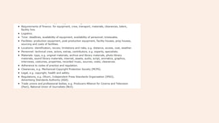 Media work regulation and logstics