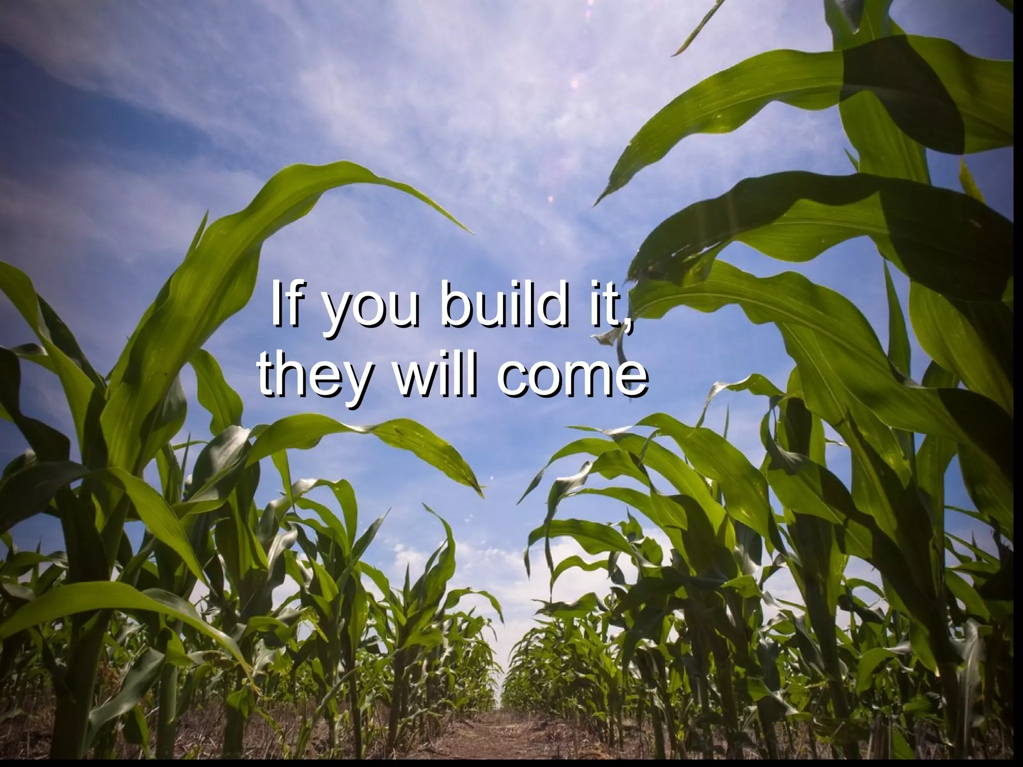 If you build it, they will come 