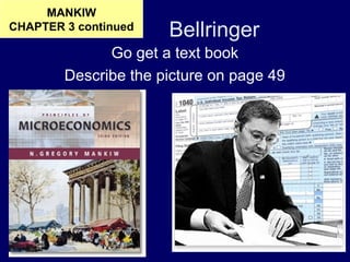 Bellringer
Go get a text book
Describe the picture on page 49
MANKIW
CHAPTER 3 continued
 