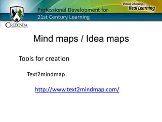 Mind maps / Idea mapsTools for creationText2mindmap http://www.text2mindmap.com/