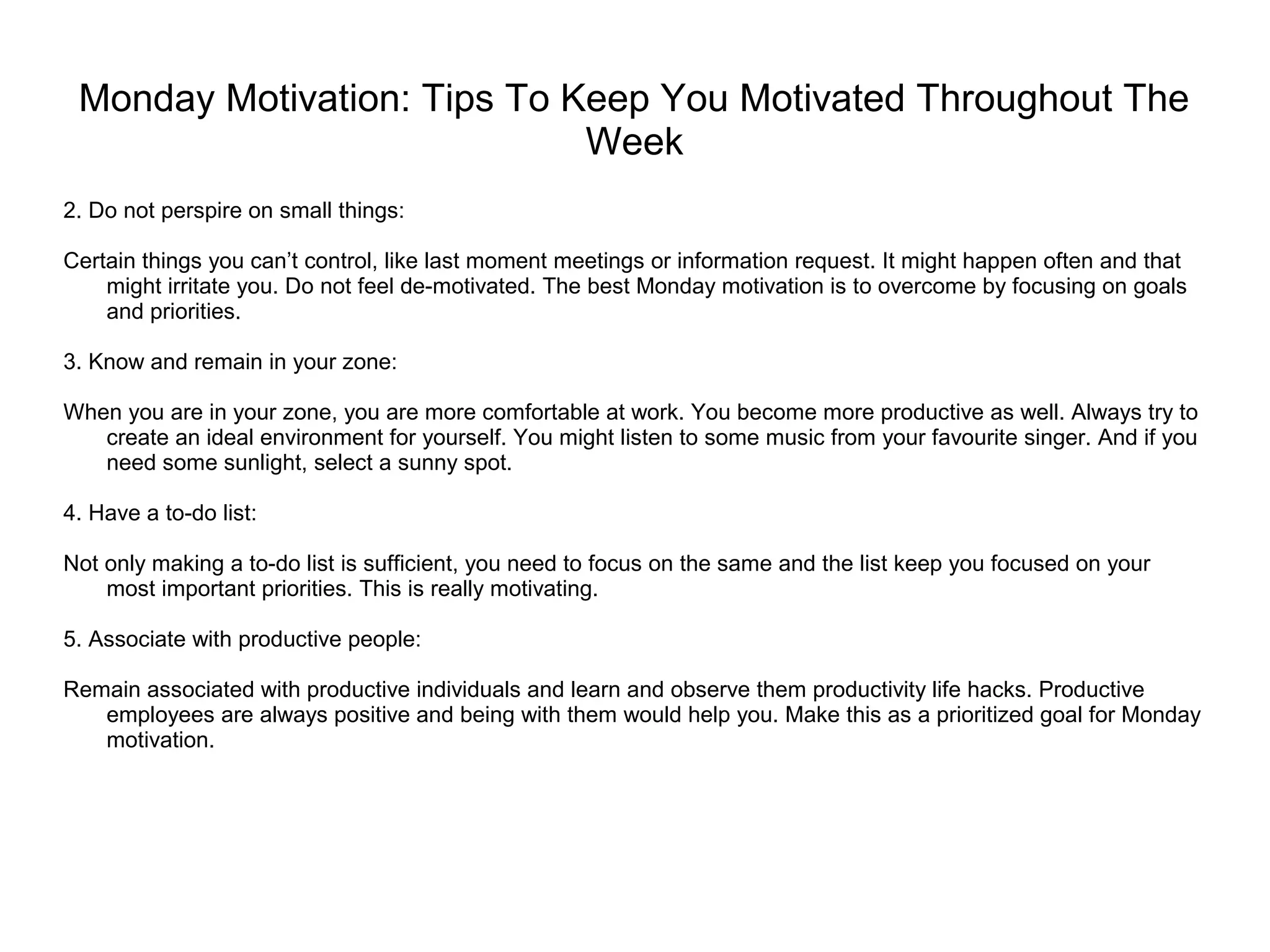 Monday motivation: tips to keep you motivated throughout the week | PPT