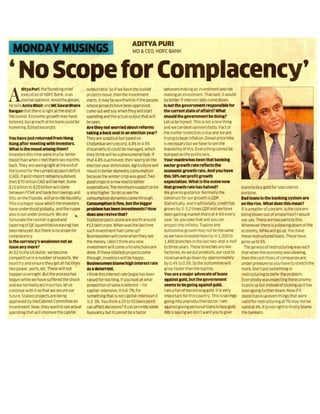 No Scope for Complacency - Interview of our MD, Mr. Aditya Puri