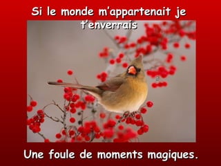 Si le monde m’appartenait je t’enverrais Une foule de moments magiques. 
