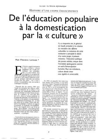Monde diplomatique2009 del_educationpopulairealadomesticationdelaculture