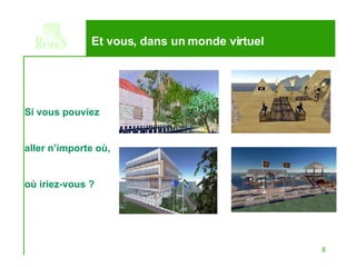 Et vous, dans un monde virtuel Si vous pouviez  aller n’importe où,  où iriez-vous ? 
