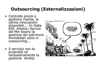 Outsourcing (Esternalizzazioni) <ul><li>Controllo prezzi e gestione risorse, le ultime innovazioni disponibili…. In Italia...
