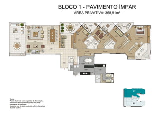 BLOCO 1 - PAVIMENTO ÍMPAR ÁREA PRIVATIVA: 368,91m 2 