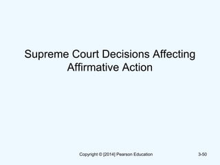 Supreme Court Decisions Affecting
Affirmative Action
3-50Copyright © [2014] Pearson Education
 