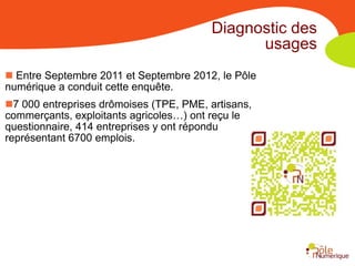 Diagnostic des
                                               usages
 Entre Septembre 2011 et Septembre 2012, le Pôle
num...