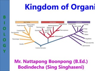 Kingdom of Organi
Mr. Nattapong Boonpong (B.Ed.)
Bodindecha (Sing Singhaseni)
B
I
O
L
O
G
Y
 