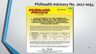 Philhealth Advisory No. 2017-0054
10
 
