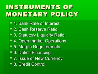 Moonetary Instruments Monetary policy | PPT
