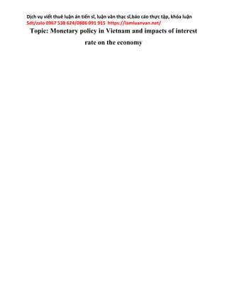 Monetary policy in Vietnam and impacts of interest rate on the economy ...